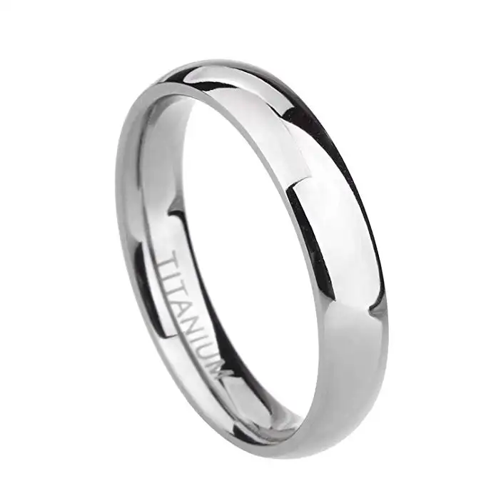 2mm/4mm/6mm/8mm Plain Dome High Polished titanium engagement wedding band ring men titanium steel ring