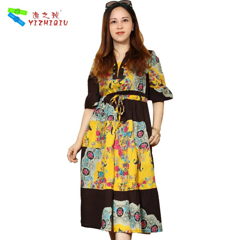YIZHIQIU moda mujer ropa diseñador Vintage talla grande vestido