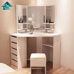 Sıcak satış beyaz köşe tuvalet masası makyaj masası makyaj masası dışkı ve ayna ile yatak odası mobilyası escritorio bürosu mesa