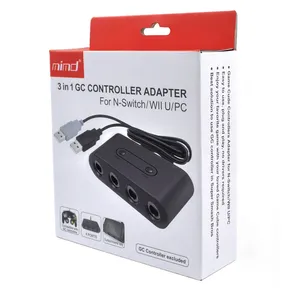 Adaptateur de contrôleur Gamecube 3 en 1, pour interrupteur Wii U et PC avec indicateur LED, vente en gros,