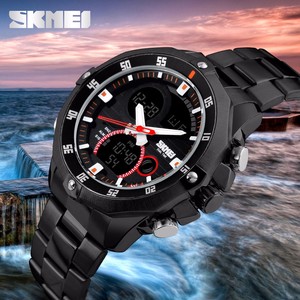 SKMEI 1146 Jam Tangan <span class=keywords><strong>Analog</strong></span> Led Dual Time Baru Jam Tangan Alarm Jam Tangan Pria Tali Baja Tahan Karat Mewah 2023 Tahan Air Jam Kuarsa Digital - Product Image 4