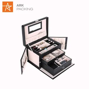 High End Fashion Chipboard Jewelry Set Storage Box Velvet PU Leather Ring Pendant Earring Bracelet Bangle Necklace Box