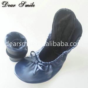Nizza Che Indossa il trasporto libero delle donne di cuoio pieghevole appartamenti nave balletto <span class=keywords><strong>scarpe</strong></span> basse blu per ufficio e <span class=keywords><strong>shopping</strong></span> - Product Image 3