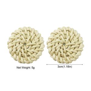 HANSIDON Bohemian Wood Straw Rattan Trendy Women's Elegant Circular <strong>Handmade</strong> Weaving Stud <strong>Earrings</strong> New Hot Sale Jewelry for - Product Image 4