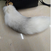 Porte-clés en vraie fourrure de renard, nouveau, garniture en or véritable, queue de renard blanc, accessoire, 2020