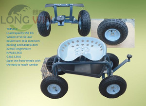 車輪付き農業用ローリングスチールガーデンツールカート、シート付き - Product Image 4