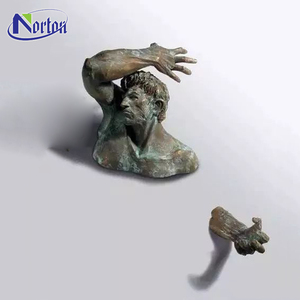 Patung Dinding Pria 3D Logam Realistis Desain Seni Modern untuk Dijual - Product Image 3