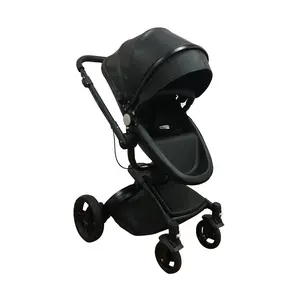 Deluxe baby schlafen kinderwagen schwarz 3 in 1 mit gummi räder