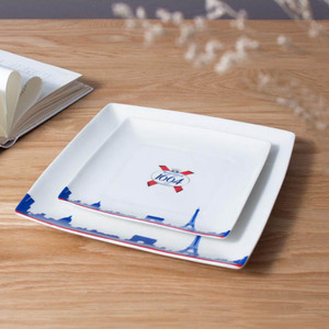 Fábrica OEM 8 pulgadas cuadrado <span class=keywords><strong>blanco</strong></span> de cerámica placa de la torta para hotel - Product Image 4