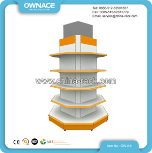 Venta caliente de metal de almacenamiento de mercancías de esquina estantes de pared estante de <span class=keywords><strong>supermercado</strong></span> estante de exhibición góndola - Product Image 4
