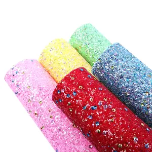 Chunky Sequin Rhinestone Long Lanh Da Tổng Hợp Vải Cho Giày 74374