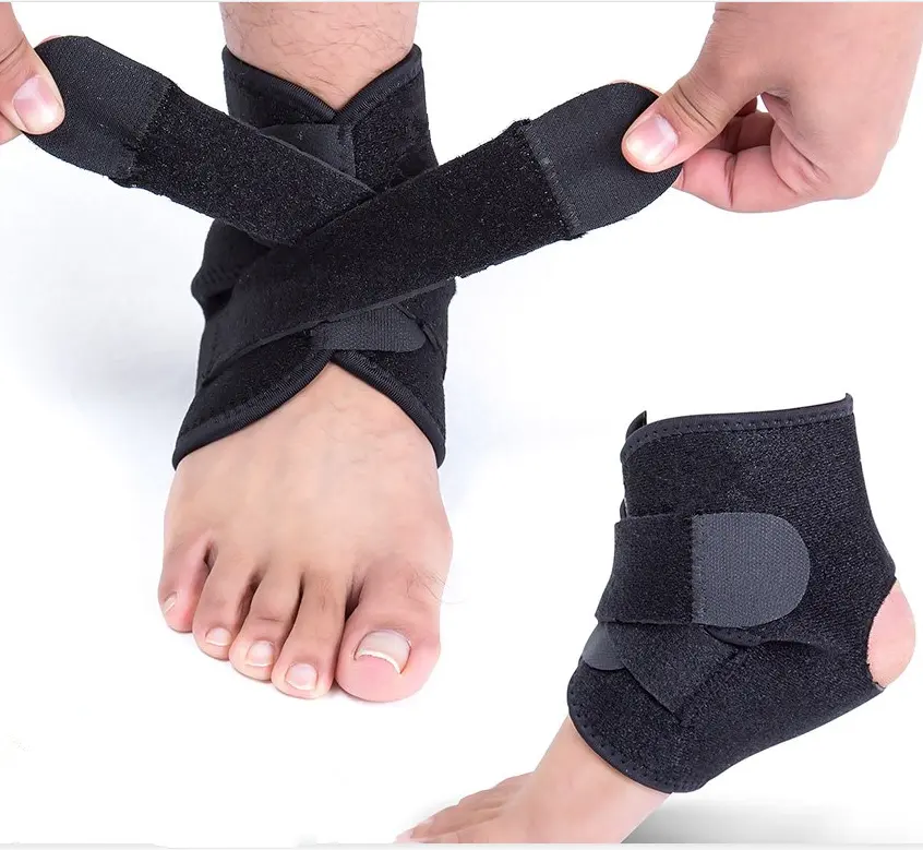 Material de Nylon soporte de tobillera ajustable superelástico y cómodo para deportes, protege contra la tensión del tobillo crónico