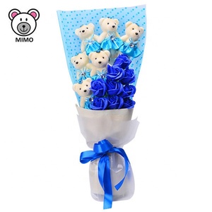 Kawaii Regalo di San Valentino del Giocattolo Della Peluche Teddy Bear Bouquet di Fiori Bella <span class=keywords><strong>Viola</strong></span> Del Fumetto Personalizzato Ripiene Teddy Bear E Rose Bouquet - Product Image 4