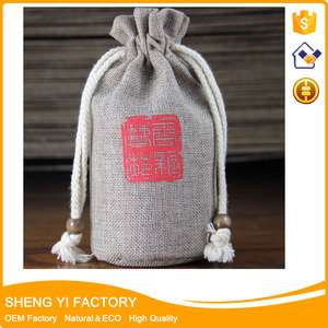 Gris linge de jute cordon sacs à vin pour bouteille - Product Image 1