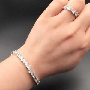 Echsio cubique zircone bracelet et anneau set or délicat bracelet pour les femmes bijoux de mariage ensemble SZ040 - Product Image 1