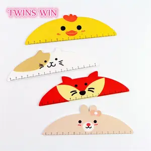 New design stationery school ruler for kids cute cartoon animal shaped wooden ruler 003