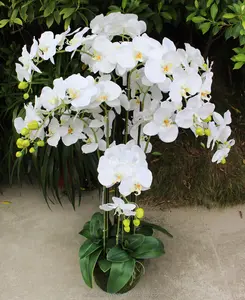 Grandes fleurs artificielles papillon, 1 pièce, bonsaï orchidées avec pot pour décoration