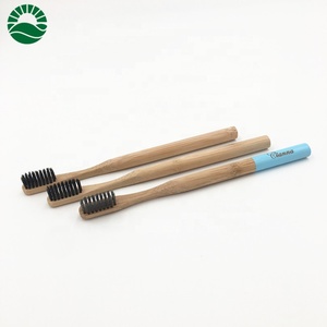 Logo brosse à dents en bambou gravé avec poils fuselés charbon de bois brosse à dents adulte - Product Image 2