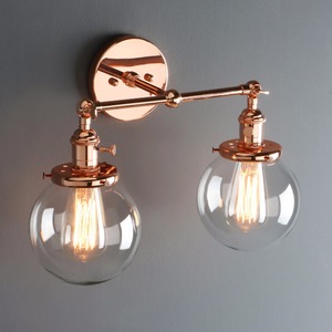Vintage Loft Globo di Vetro Doppie Teste <span class=keywords><strong>Applique</strong></span> <span class=keywords><strong>Parete</strong></span> Retrò Palla vetro Lampada <span class=keywords><strong>Parete</strong></span> E27 Edison Lampada infissi - Product Image 3