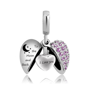 Personnalisé Je <span class=keywords><strong>T</strong></span>'aime à La Lune et <span class=keywords><strong>Au</strong></span> Dos En Acier Inoxydable Collier Memorial Pendentif Coeur - Product Image 5