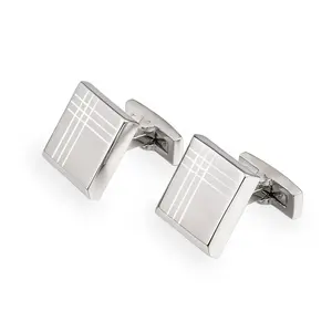 Wholesale Cheap Custom Logo Square Blank Engravable Metal Cufflink For Men