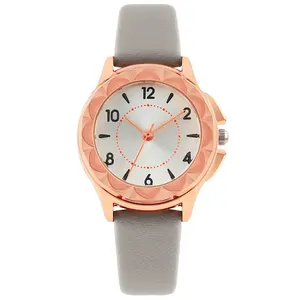 OEM or customize interchangeable colorful leather strap woman watch gift set stainless steel back hand watches for girls