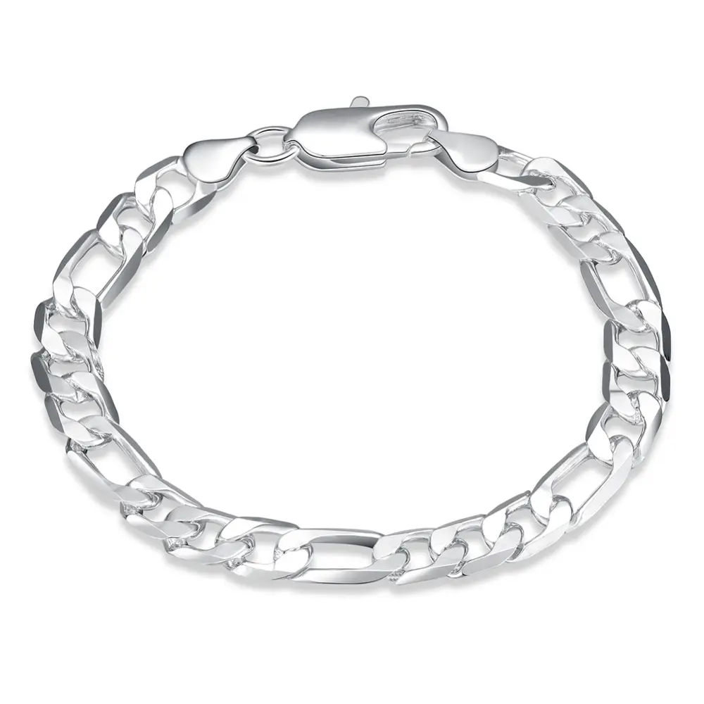 Fashion 925 Sterling Silver Twist-linked Bangle Bracelet Charm Chain Men Jewelry Gift