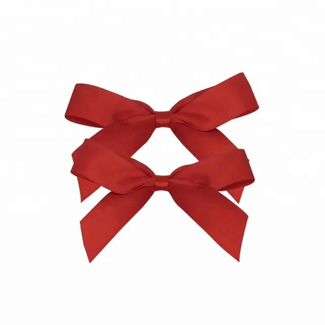 9cm Red Satin Ribbon Bow With Self Adhesive Tape For Gift Self Adhesive Ribbon Bow Small Bow For Packaging