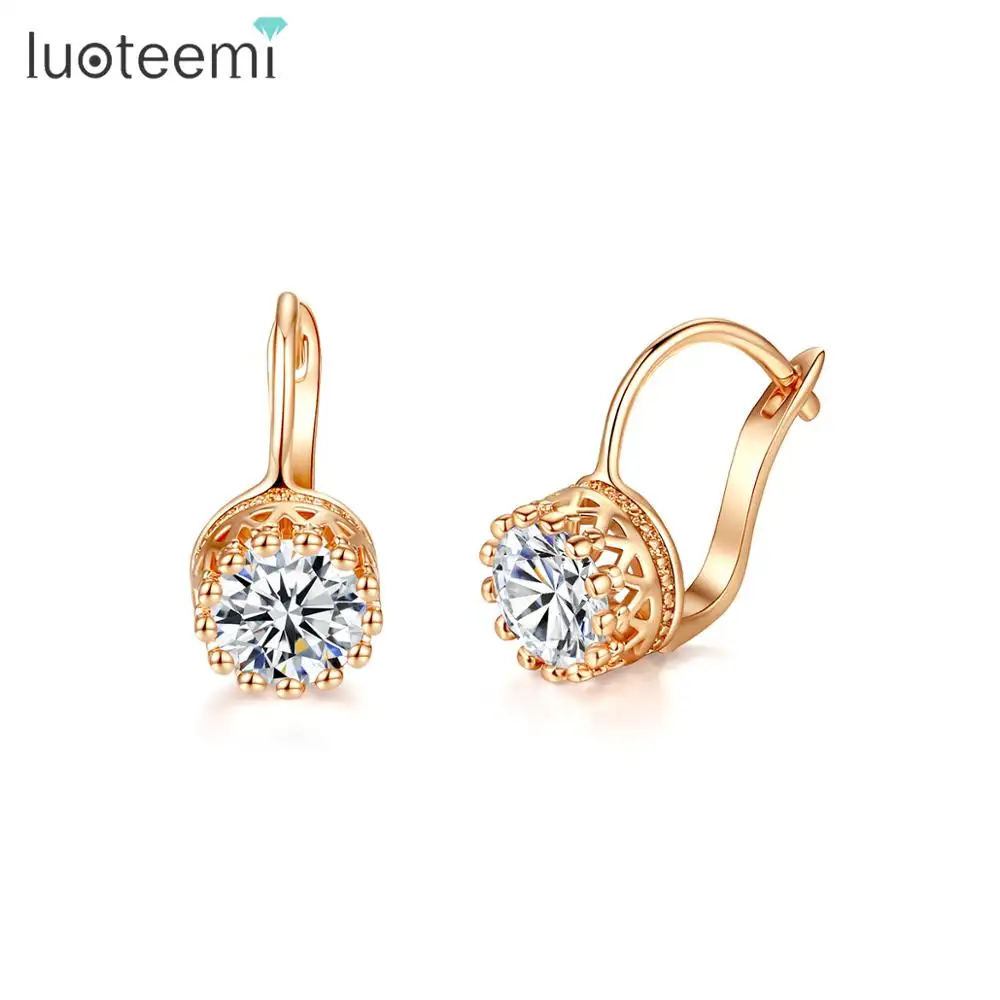 LUOTEEMI Single CZ Stone Clip on Earrings Women Cheap Jewelry