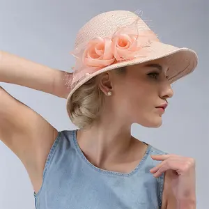 저렴한 꽃 디자인 숙녀 접이식 비치 여행 라피아 밀짚 sunbonnet 태양 모자