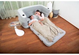 Bestway 75063 <strong>Inflatable</strong> Sofa Bed Air Lounge Modern Living Room Sofa Bedroom Furniture Soft <strong>Couch</strong> 79'' X 63'' X 25'' - Product Image 2