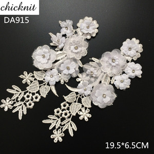 Hermoso bordado 3D soluble en agua collar de cuentas de encaje apliques venta - Product Image 1