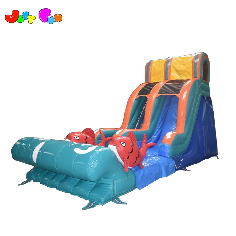 commercial inflatable water slide for adults little fish theme inflatable water slides with pool ready to ship