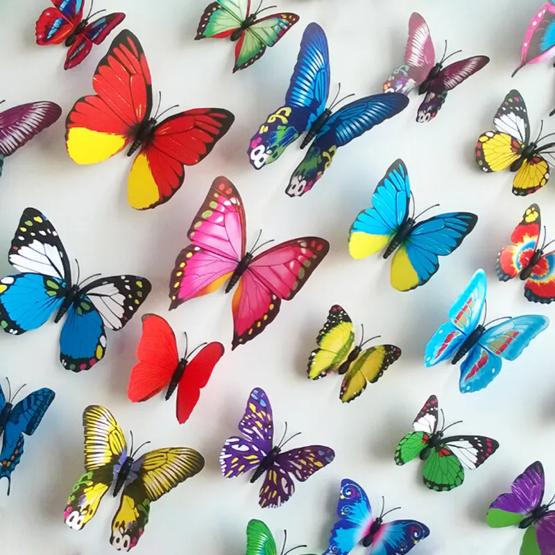 12pc/set Home party wedding decoration self-adhesive magnetic 3d butterflies wall sticker