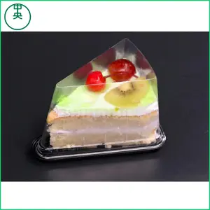 Pequeño pastel claro caja de pastel de plástico caja triangular para tarta con fondo negro
