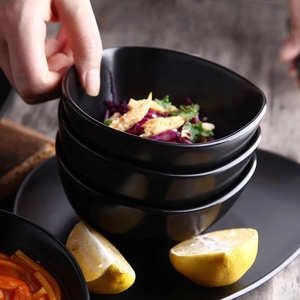 Vajilla Negra, Tazón Grande de Cerámica Japonesa para Sopa / Tazones para Mezclar Ensaladas para Restaurante - Product Image 3