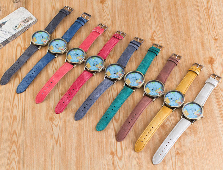 Vuelo Avión Viaje Mundo Denim Correa Relojes de cuarzo Mujeres