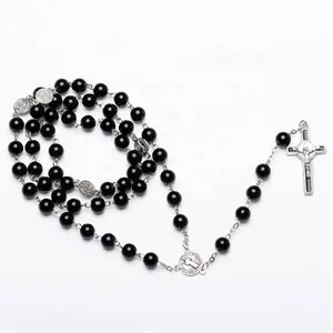 beads cross churches fashion free rosary necklace black