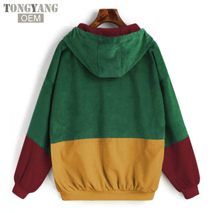 Giacca Invernale TONGYANG in Velluto a Coste con Cappuccio, Blocchi di Colore, Coulisse, Tasche Applicate, Spessa e Basica per <span class=keywords><strong>Donna</strong></span> - Product Image 2