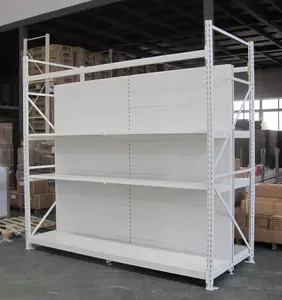 Integrated hypermarket display shelving and racking to fit heavy duty products in shopping mall modular system