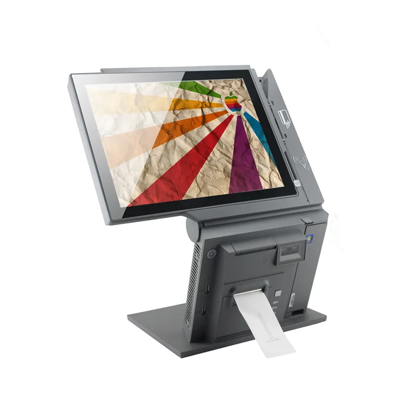 2023 New design all in one hospitality POS system 15 inch square screen +12 in customer display