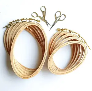 Wholesale Cross Stitching Handmade Needlework Arts and Crafts Supply 6x4in 8x5in Mini Brother Beech Wooden Oval Embroidery Hoops