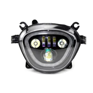 Noir LED Moto Phare Phare phare avant Pour Suzuki Boulevard Moto