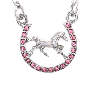 Moda Metal Rosa cristal caballo <span class=keywords><strong>Mustang</strong></span> Pony herradura collares Animal joyería personalizada - Product Image 3