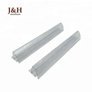 J & H Store fixture Kunden spezifisches klares Supermarkt regal Bullnose Data Strip Stopper Kunststoff kleber Gebogener Preis Etiketten halter