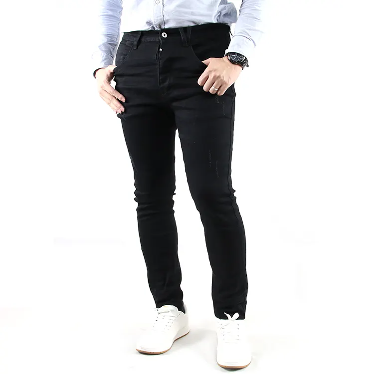 Nieuwe Stretch Skinny Denim Broek Zwart Mannen Mode Broek