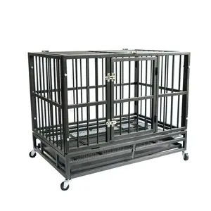 Folding Galvanized Heavy Duty Metal Dog Crate Kennel Enclosure With Cover And Door