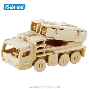 Robotime hadiah mainan hewan kayu kustom JP245 Kit Model truk kayu puzzle DIY edukasi 3D untuk anak-anak