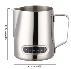 Pichet à <span class=keywords><strong>lait</strong></span> en acier inoxydable, de 600ml, avec thermomètre intégré, adapté au café, au Latte et <span class=keywords><strong>Cappuccino</strong></span> - Product Image 2