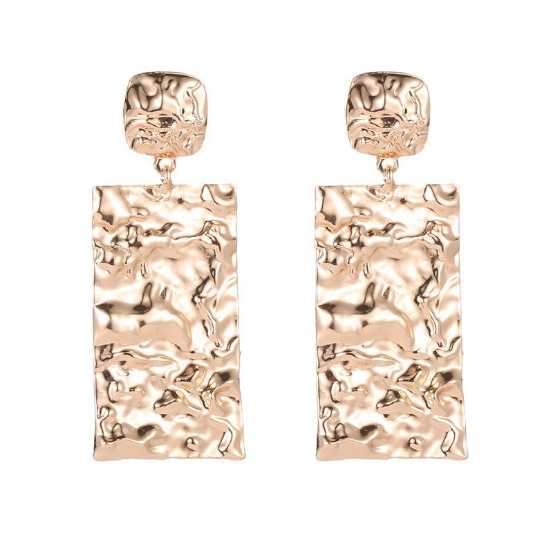 Fashion Hot Simple Rose Gold Fold Metal Geometric Earrings